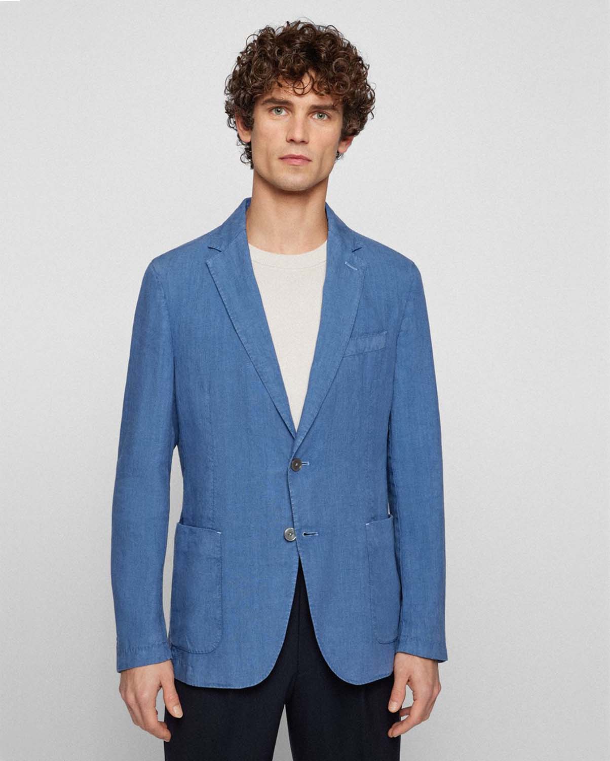 Boss Boss Slim-fit jacket in linen fabric