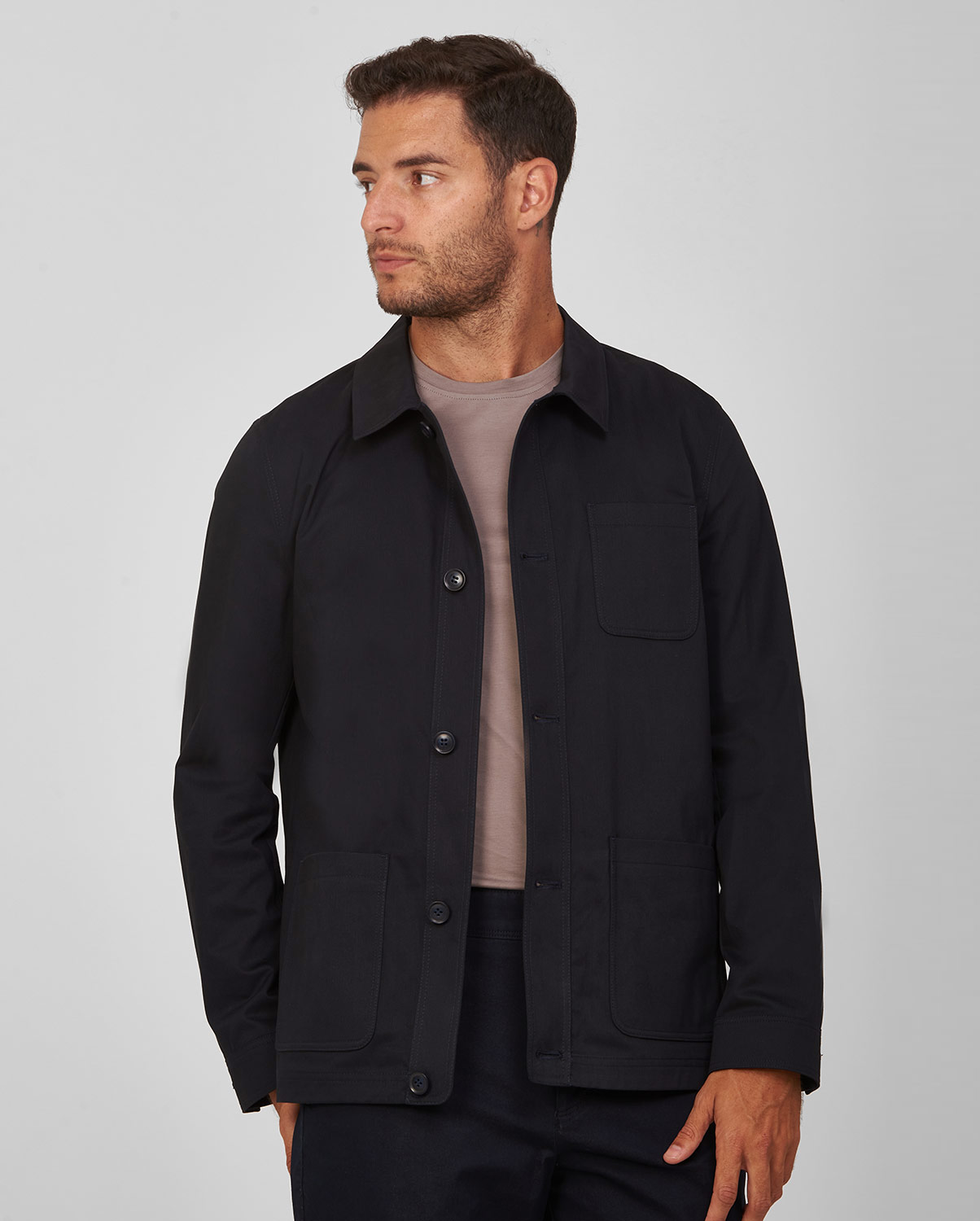 HD x Vardas Shacket μονόχρωμο slim fit