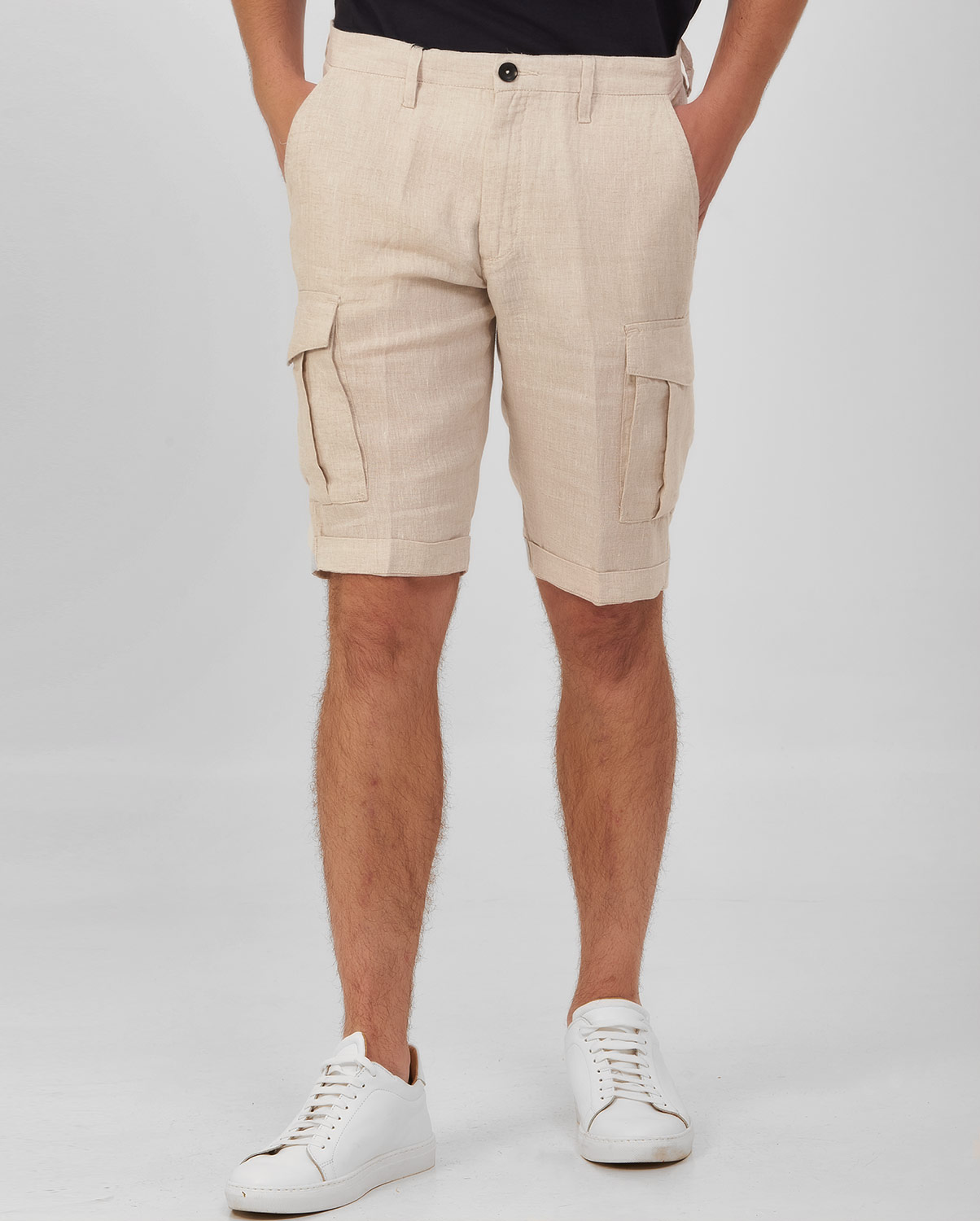MarkUp Λινή βερμούδα cargo slim fit
