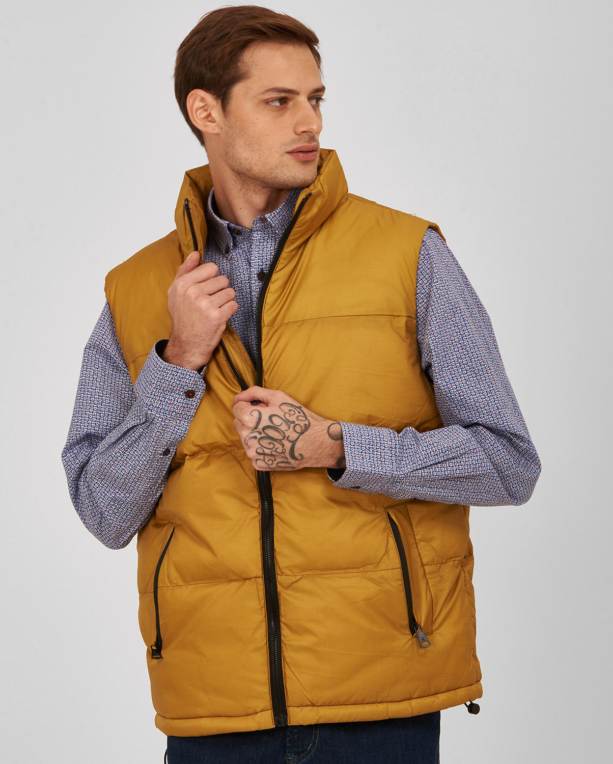 Gianni Lupo Puffer Γιλέκο Μodern Fit σε Καμηλό