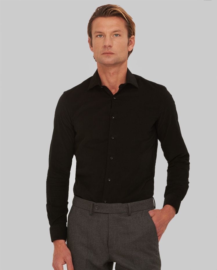Vardas Vardas Ανδρικό Πoυκάμισο Βαμβακερό Slim Fit Μαύρο