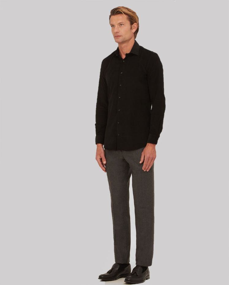 Vardas Ανδρικό Πoυκάμισο Βαμβακερό Slim Fit Μαύρο φωτογραφία