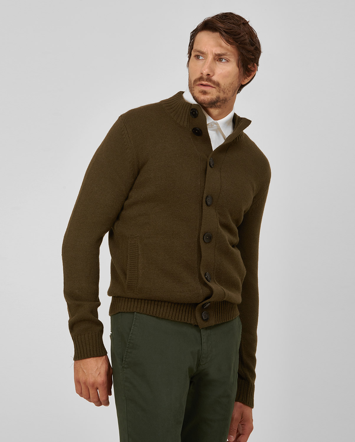 MarkUp Mark Up Πλεκτή Zακέτα Modern Fit σε Χακί