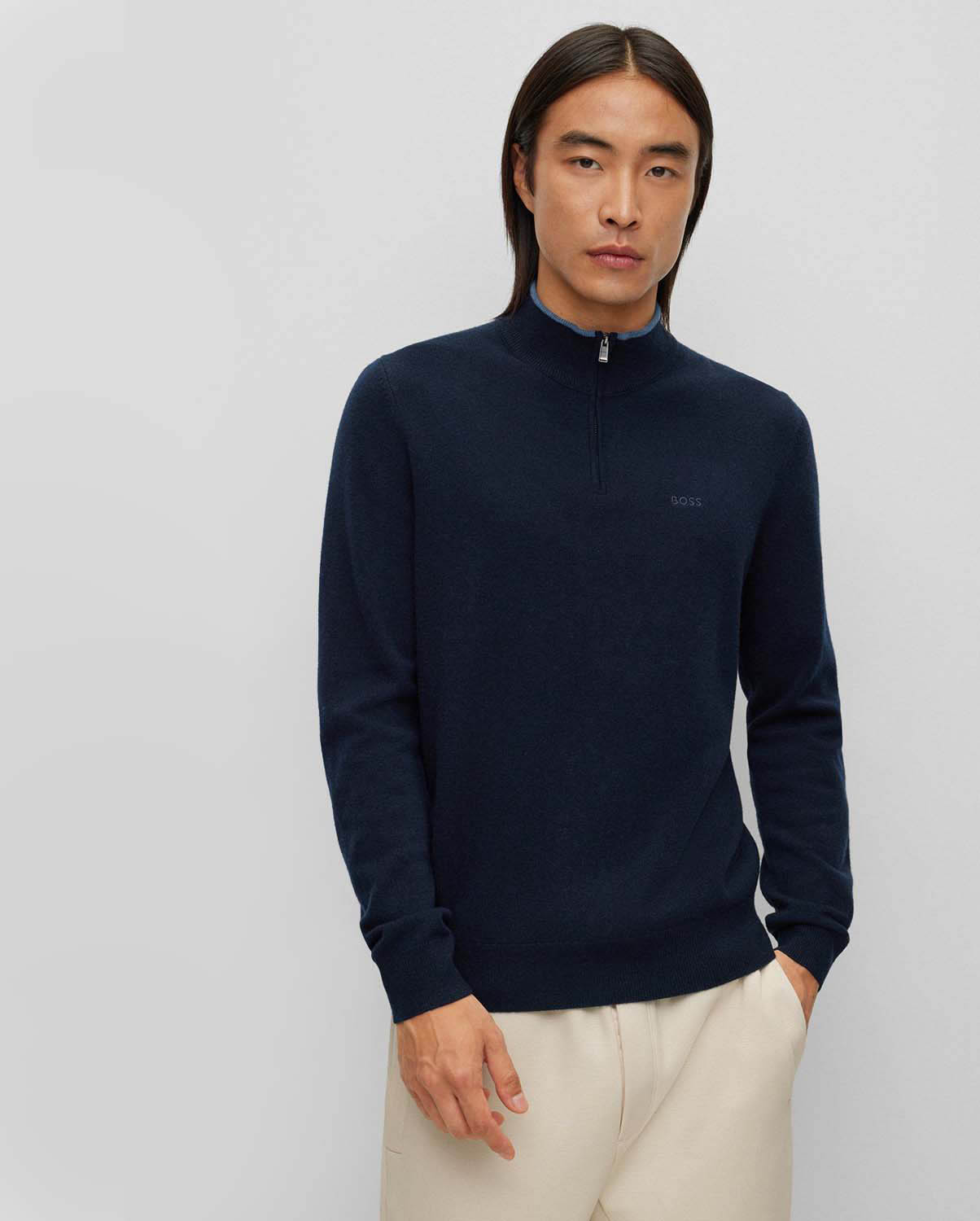 Boss Boss Half zip πλεκτό slim fit