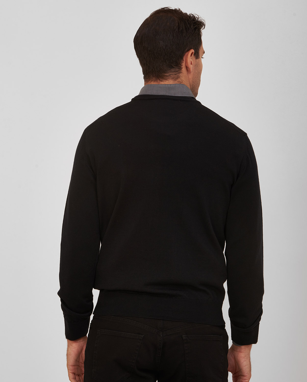 Vardas Πουλόβερ Modern Fit Merinos Wool σε Μαύρο φωτογραφία