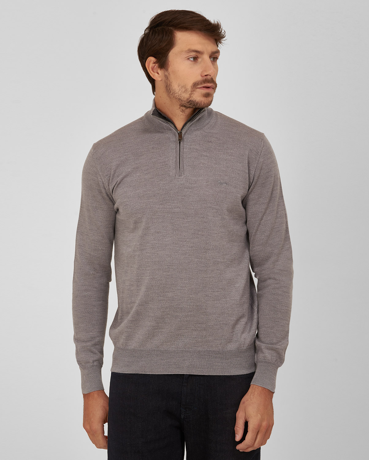 HARMONT & BLAINE Πουλόβερ Ηalf Zip Modern Fit σε Γκρι