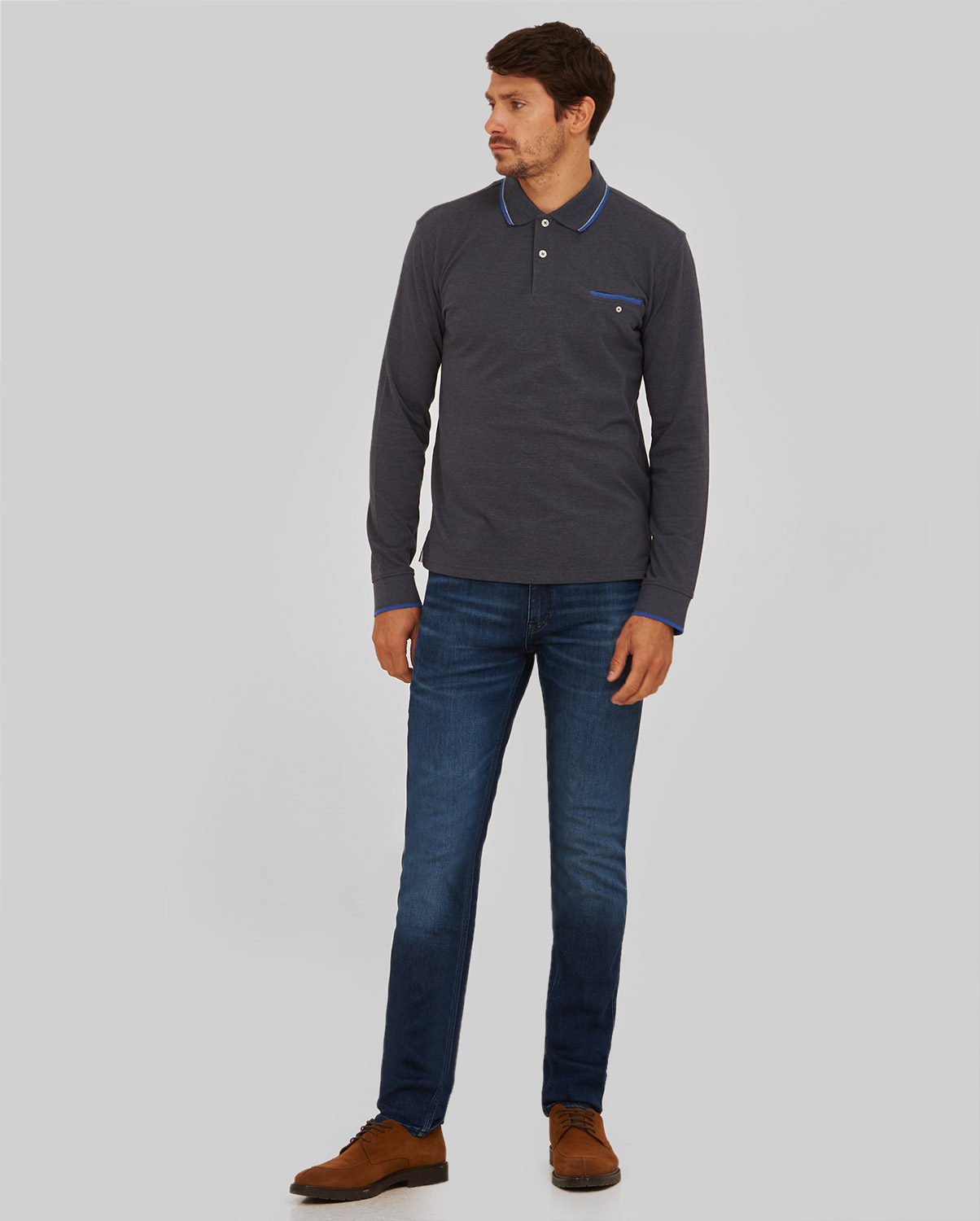 Πόλο Μπλούζα Modern Fit σε Μπλε φωτογραφία