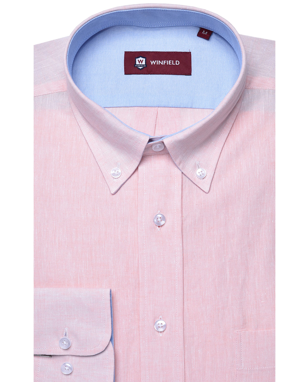 Πουκάμισο λινό button down slim fit φωτογραφία