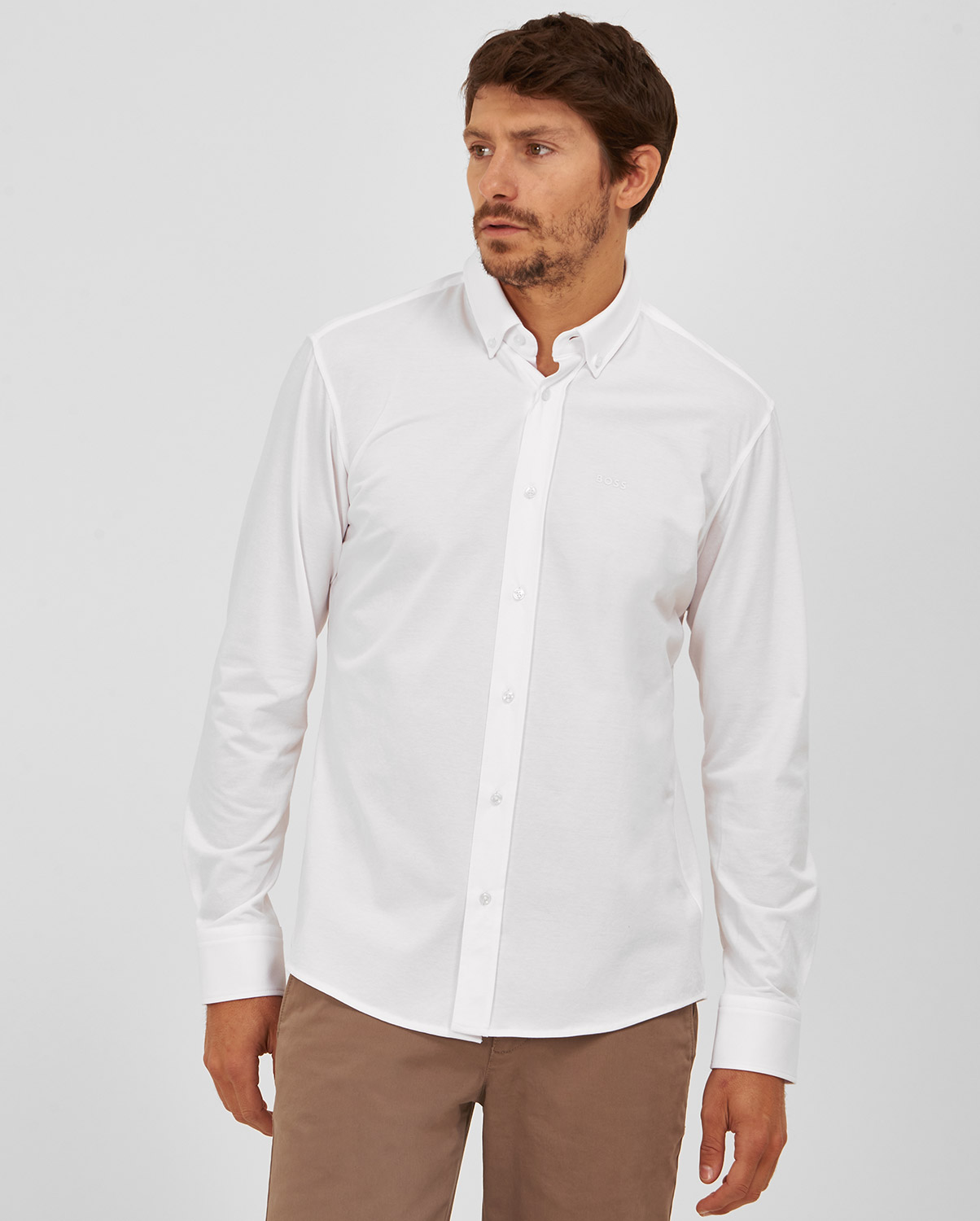 Boss Πουκάμισο Βutton Down Slim Fit σε Λευκό