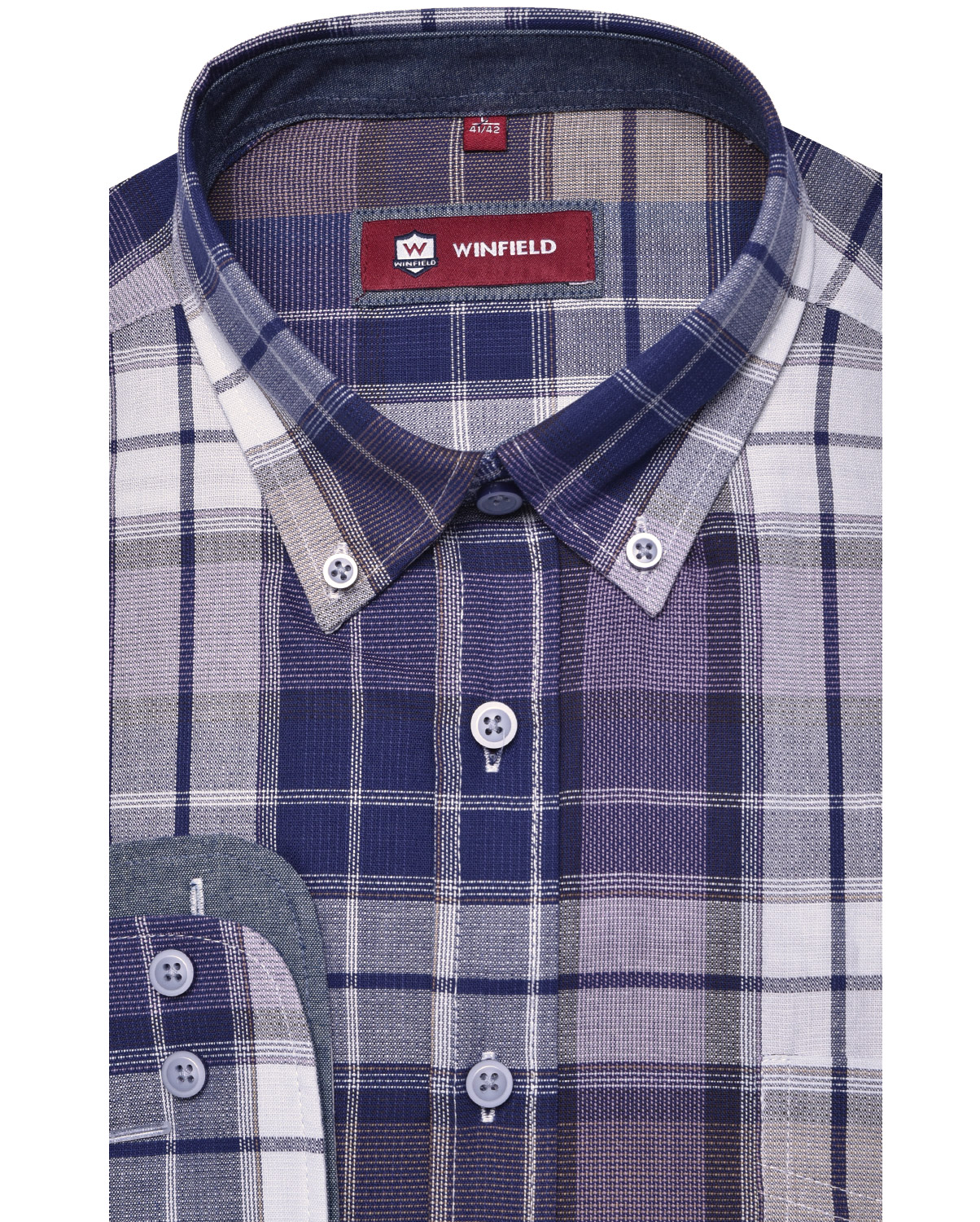 Winfield Πουκάμισο Βutton Down Modern Fit σε Μωβ Καρό
