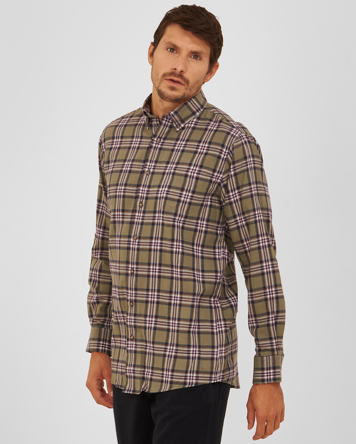 Winfield Πουκάμισο Βutton Down Comfort Fit σε Λαδί Καρό