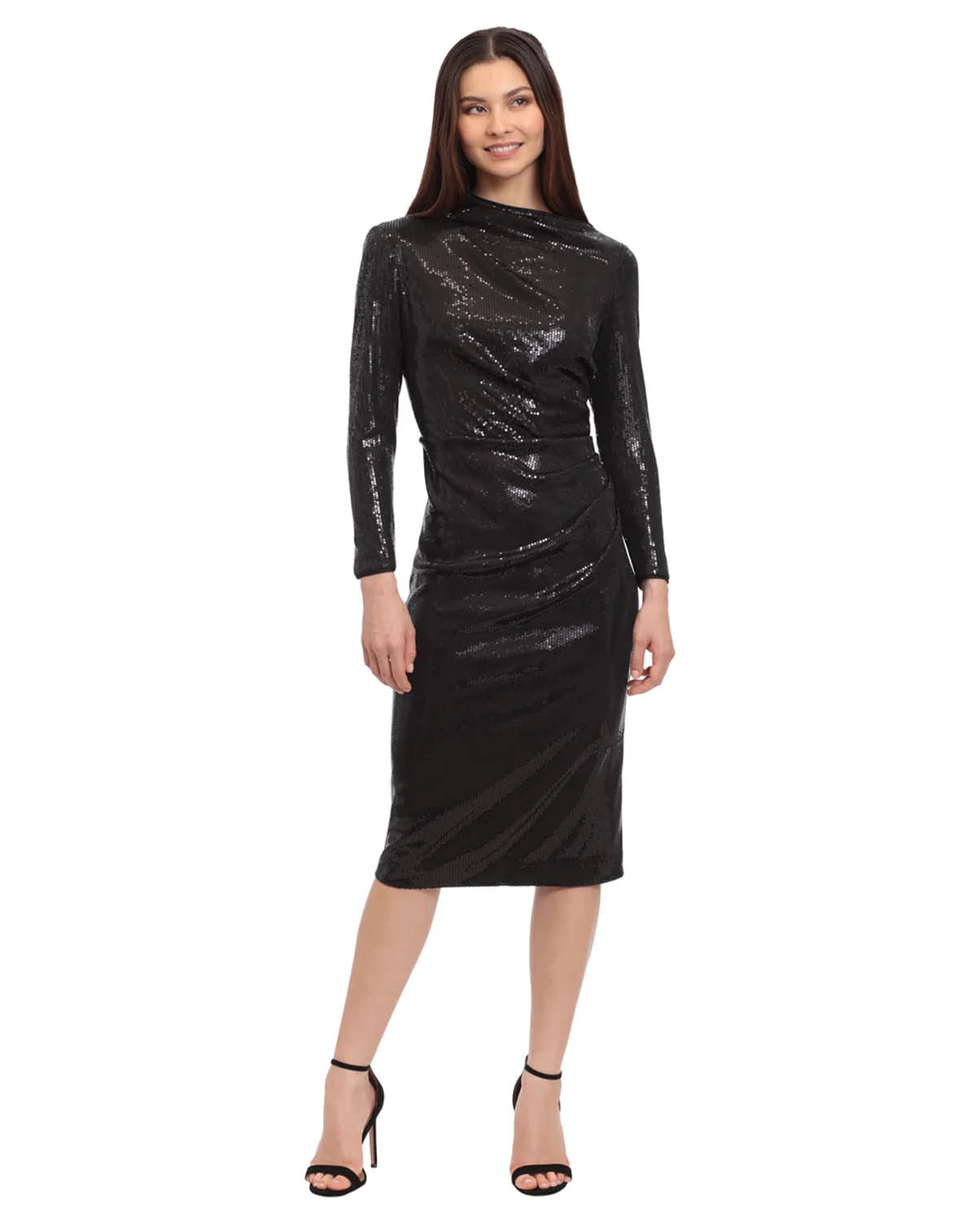 Φόρεμα Μίντι με Πούλιες σε Μαύρο φωτογραφία