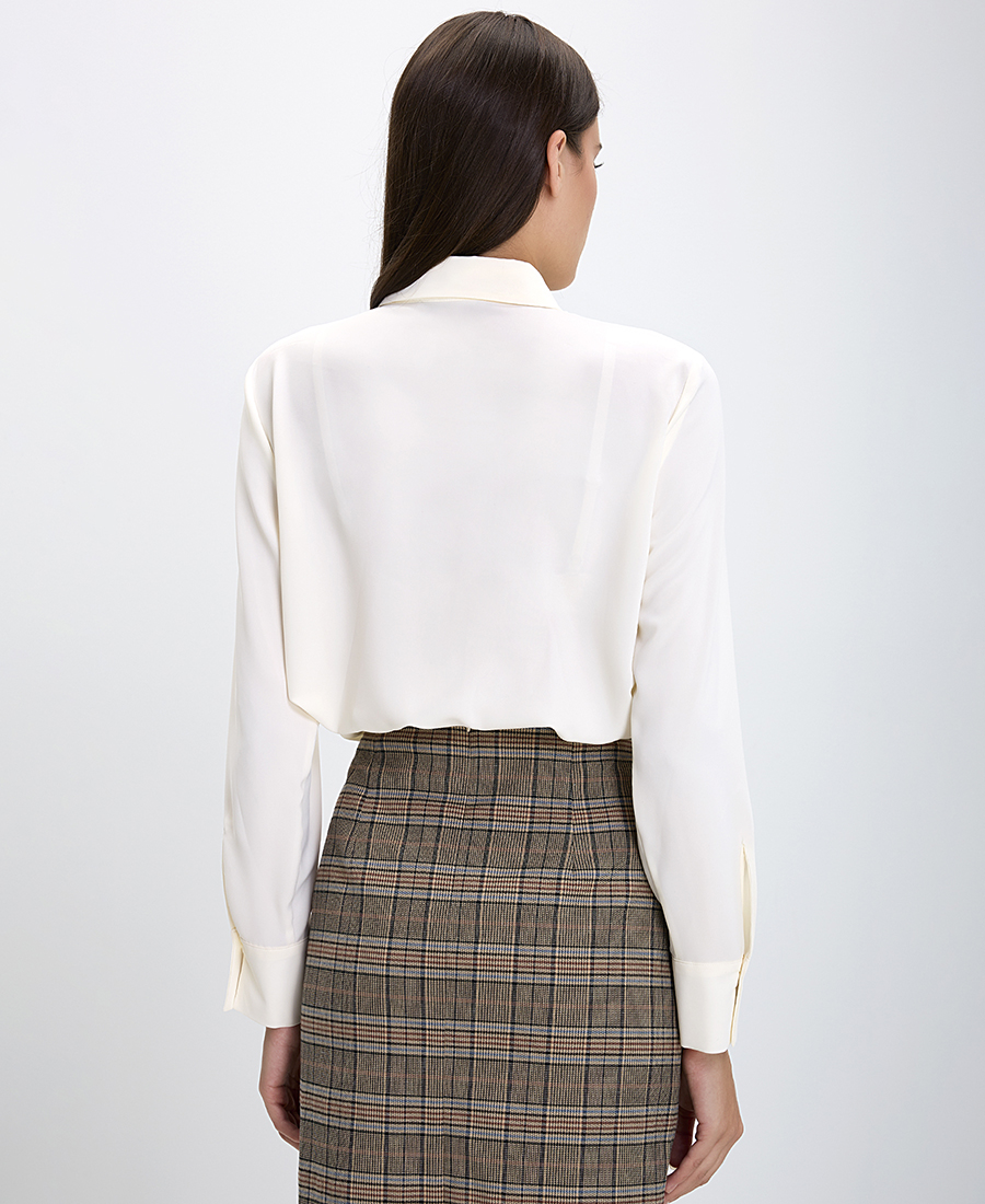 Γυναικείο Πουκάμισο με Διακοσμητικό Βολάν Regular Fit Εκρού φωτογραφία