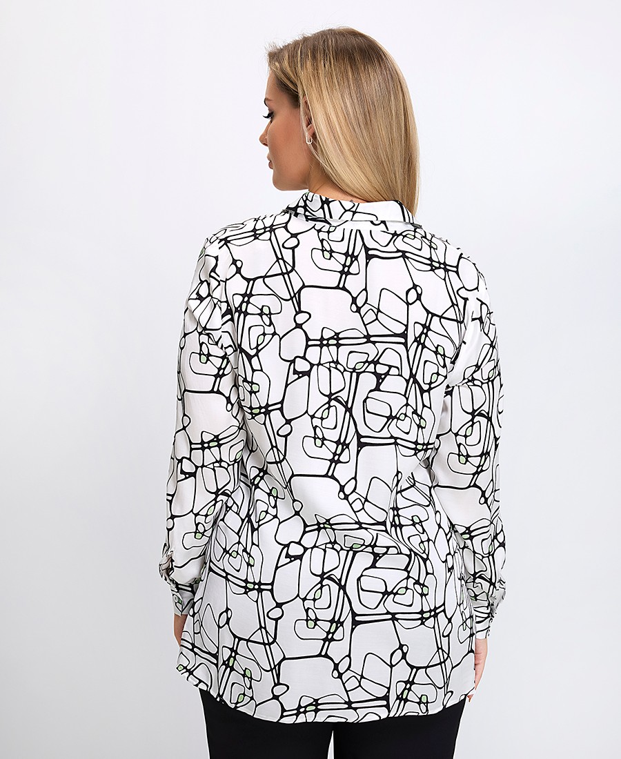 Γυναικείο Πουκάμισο με Γεωμετρικό Σχέδιο Regular Fit σε Λευκό φωτογραφία