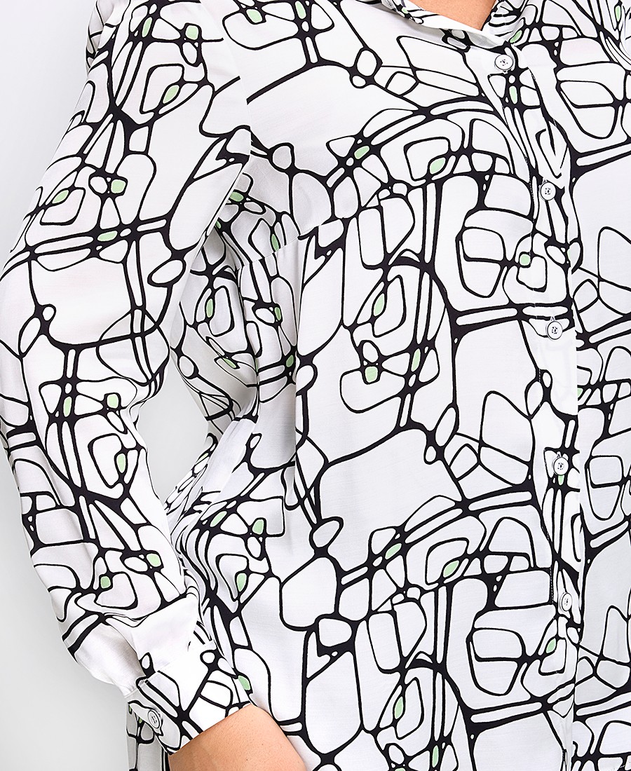 Γυναικείο Πουκάμισο με Γεωμετρικό Σχέδιο Regular Fit σε Λευκό φωτογραφία