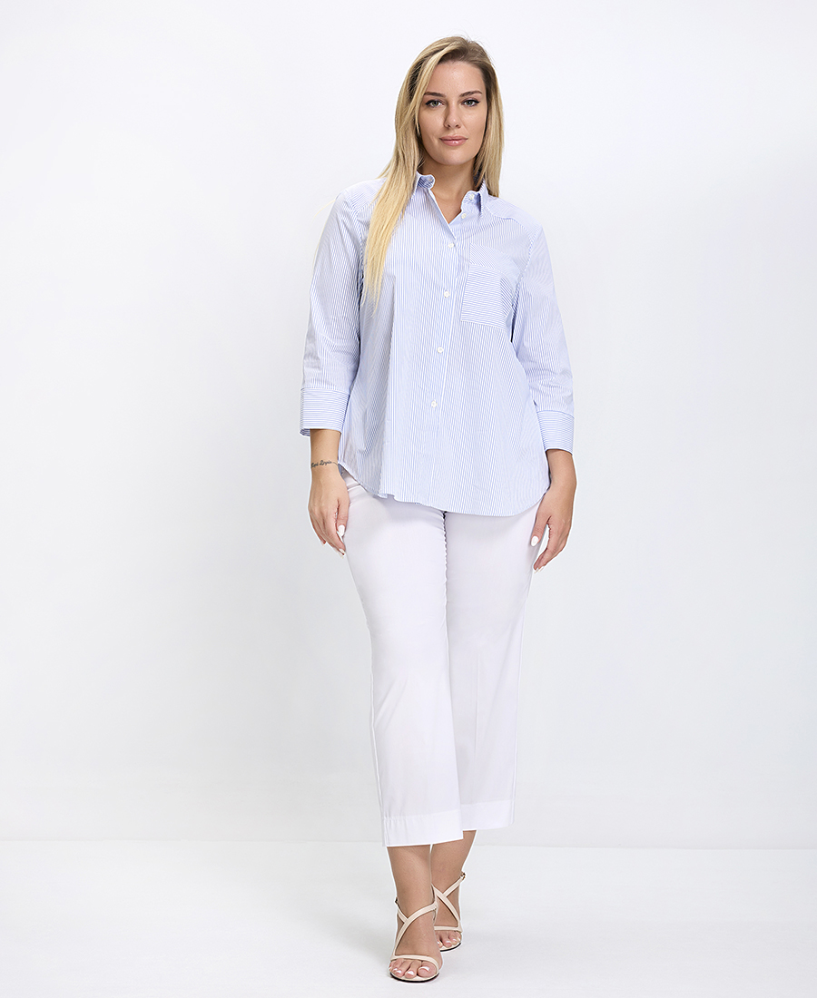 Γυναικείο Πουκάμισο Comfort Fit Με Ρίγες Και Τσέπη Σε Αντίθετη Φορά φωτογραφία