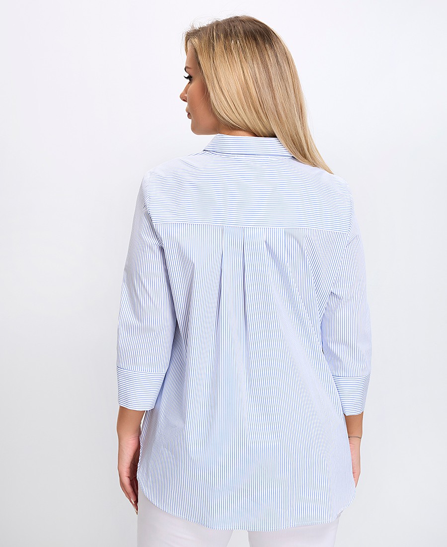 Γυναικείο Πουκάμισο Comfort Fit Με Ρίγες Και Τσέπη Σε Αντίθετη Φορά φωτογραφία