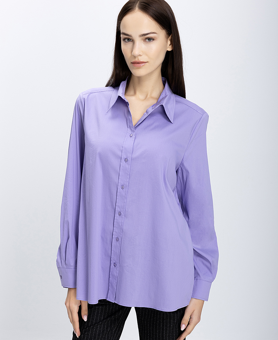 Γυναικείο Πουκάμισο Με Κλασικό Γιακά Λιλά
