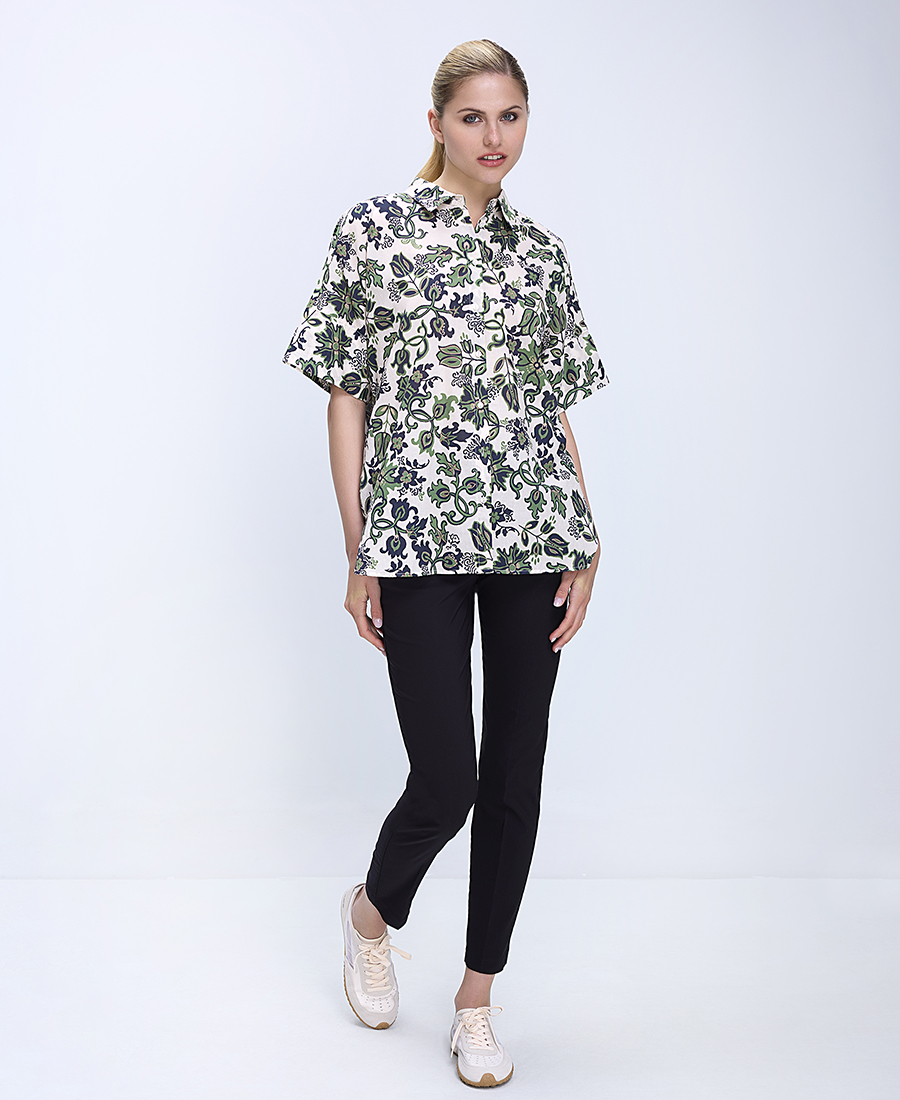 Luisa Viola Γυναικείο Πουκάμισο Relaxed Fit Με Floral Print Και Κοντό Μανίκι φωτογραφία