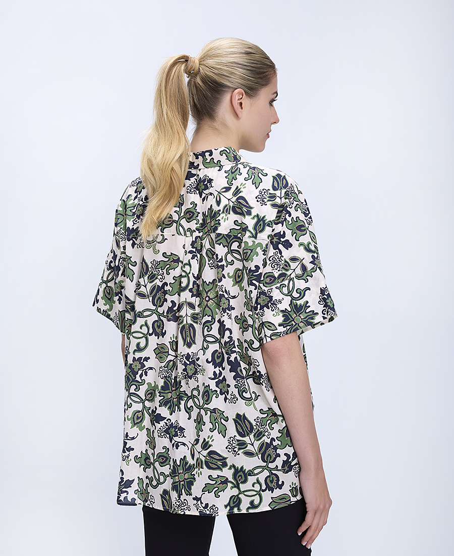 Luisa Viola Γυναικείο Πουκάμισο Relaxed Fit Με Floral Print Και Κοντό Μανίκι φωτογραφία