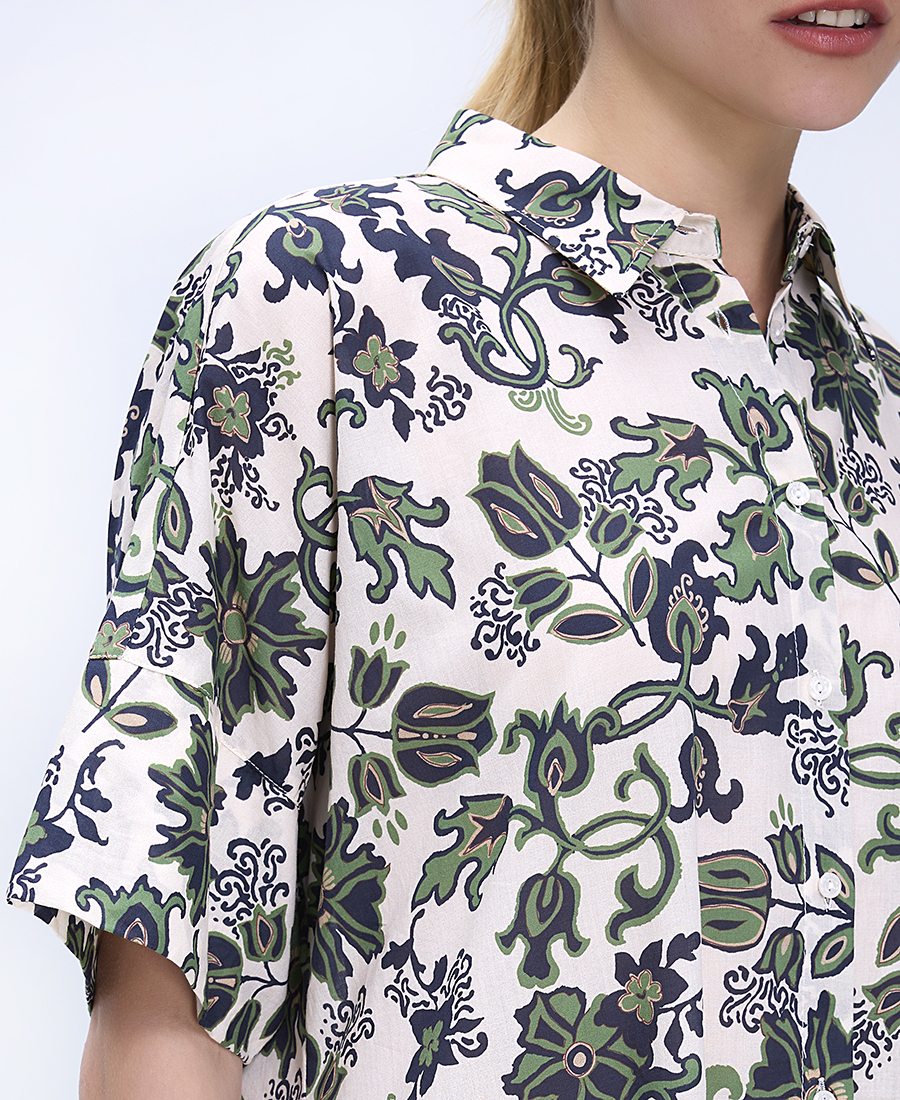 Luisa Viola Γυναικείο Πουκάμισο Relaxed Fit Με Floral Print Και Κοντό Μανίκι φωτογραφία