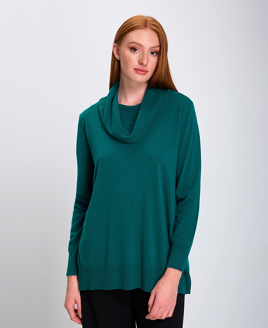 Luisa Viola Γυναικείο Πουλόβερ με Χαλαρό Ζιβάγκο σε Τυρκουάζ φωτογραφία