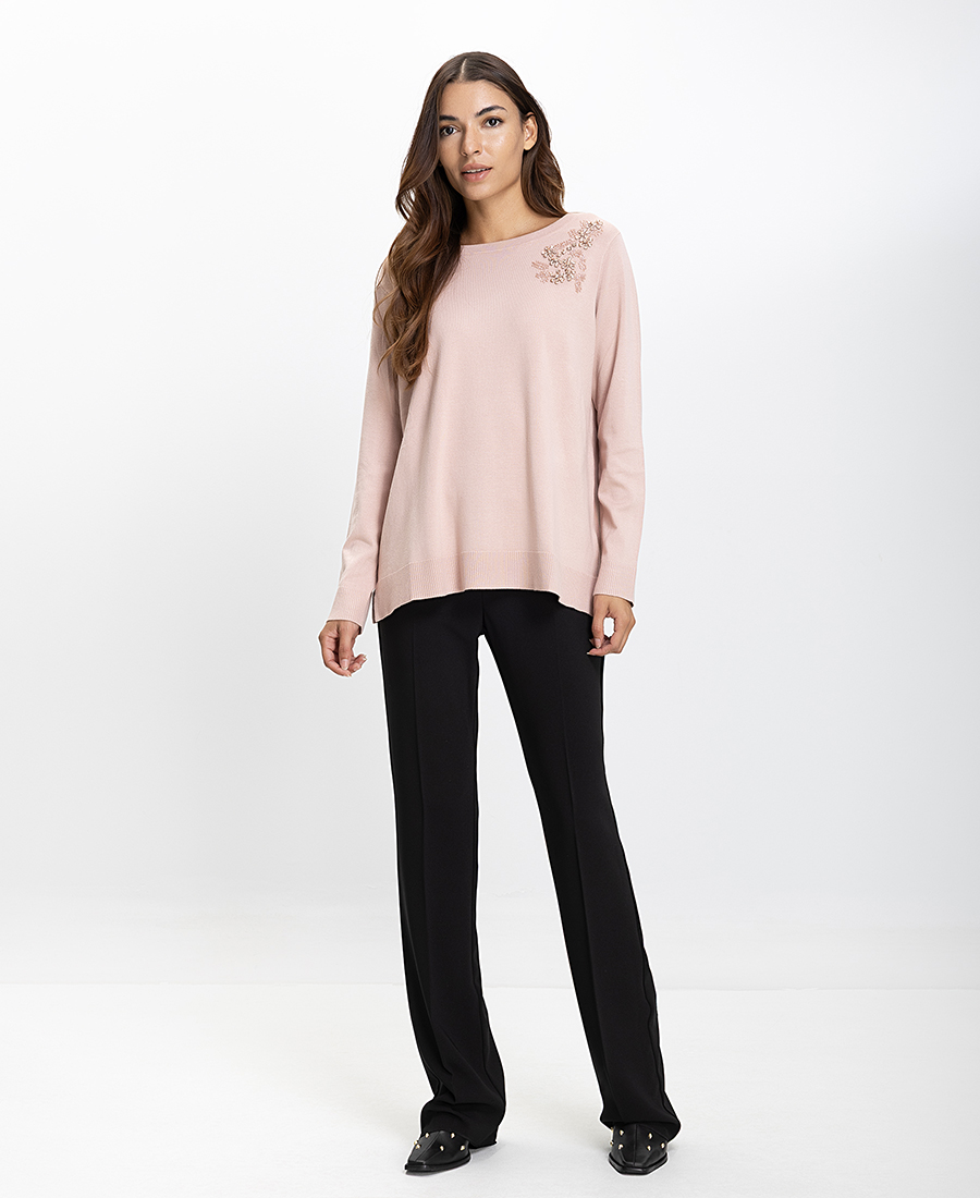 Luisa Viola Γυναικεία Πλεκτή Μπλούζα Regular Fit Με Κεντητή Λεπτομέρεια φωτογραφία