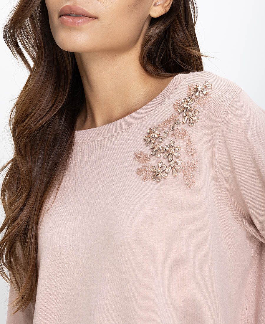 Luisa Viola Γυναικεία Πλεκτή Μπλούζα Regular Fit Με Κεντητή Λεπτομέρεια φωτογραφία