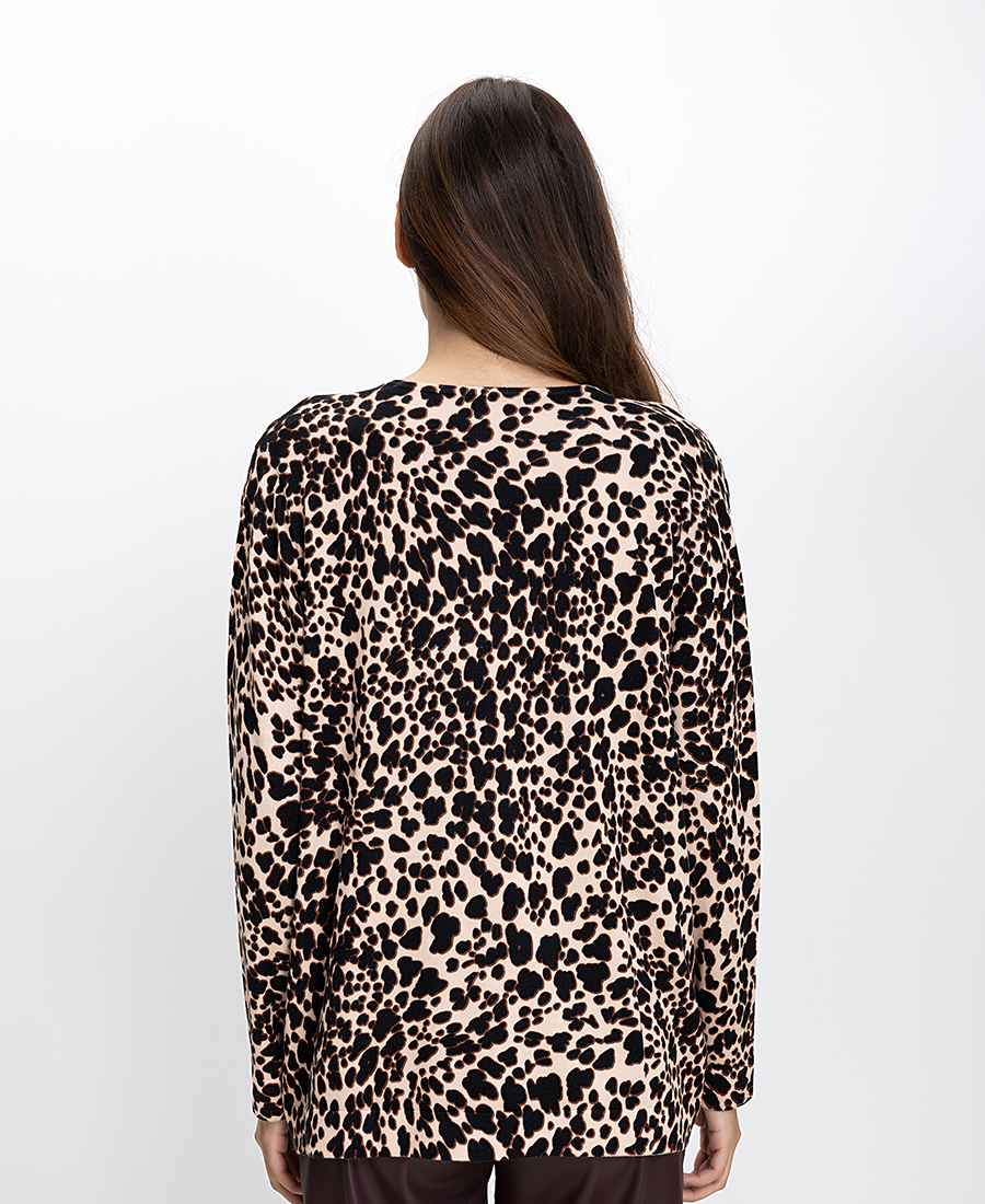 Luisa Viola Luisa Viola Γυναικεία Μπλούζα Regular Fit Με Animal Print - 3