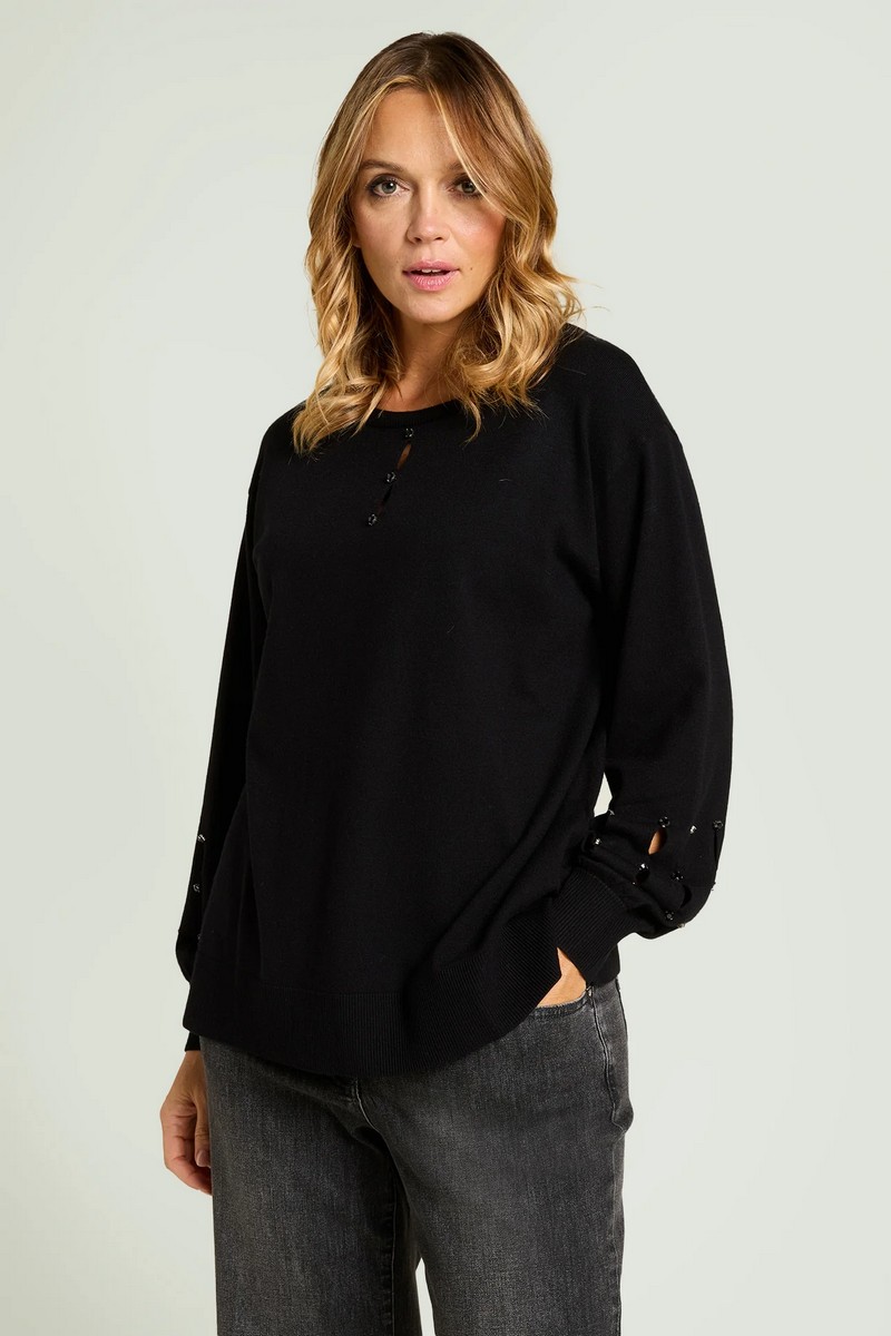 Luisa Viola Luisa Viola Πλεκτή Μπλούζα Με Διακοσμητικές Χάντρες Στα Μανίκια