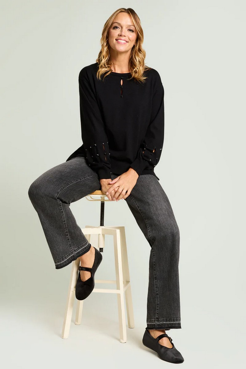 Luisa Viola Πλεκτή Μπλούζα Με Διακοσμητικές Χάντρες Στα Μανίκια φωτογραφία