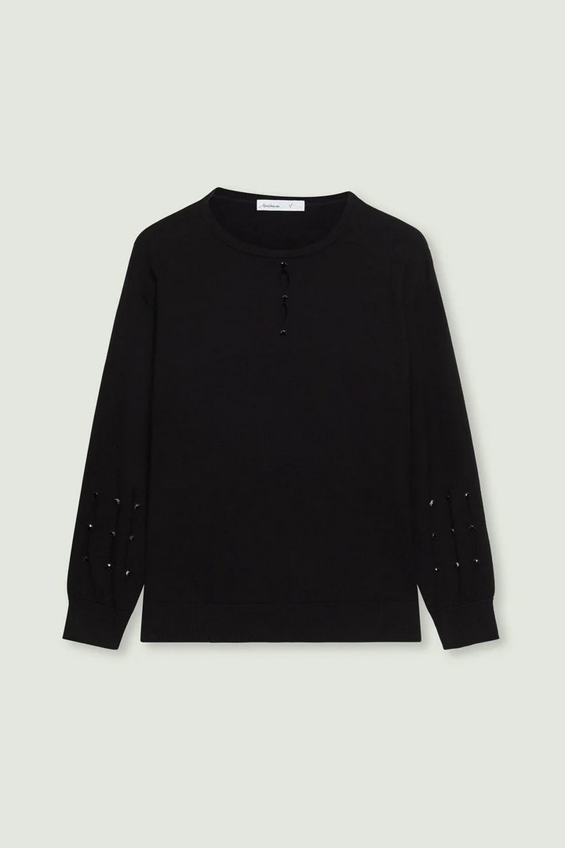 Luisa Viola Πλεκτή Μπλούζα Με Διακοσμητικές Χάντρες Στα Μανίκια φωτογραφία