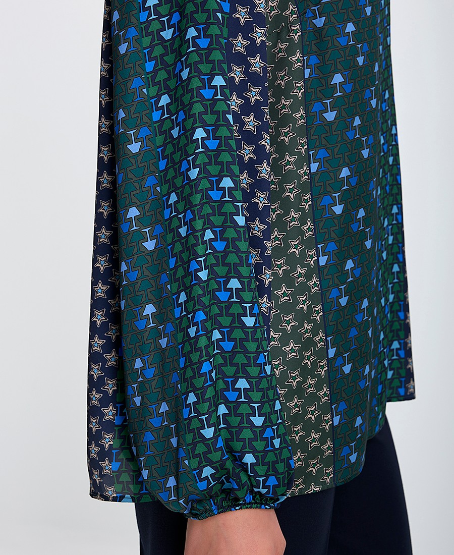 Luisa Viola Γυναικεία Μπλούζα Regular Fit Balloon Μανίκια Εμπριμέ φωτογραφία