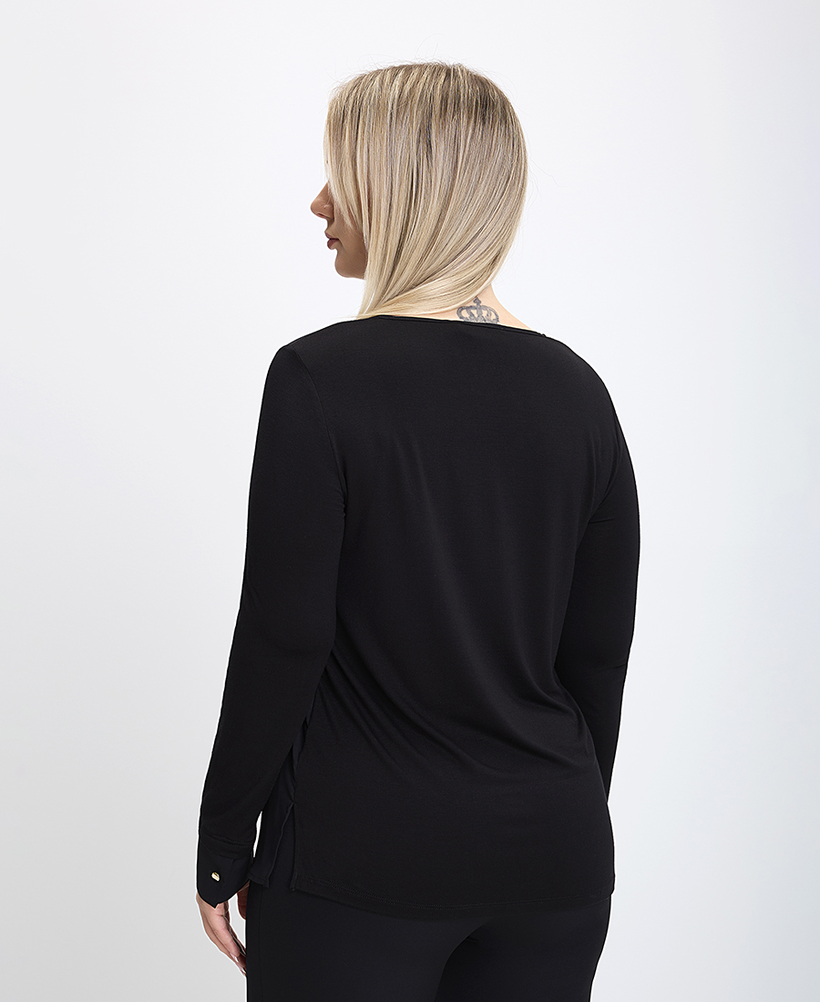 Γυναικεία Μπλούζα με Στρογγυλή Λαιμόκοψη σε Μαύρο φωτογραφία