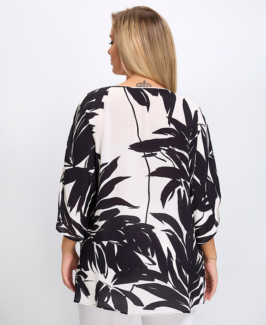 Luisa Viola Γυναικεία Μπλούζα με Φλοράλ Print Regular Fit σε Μαύρο/Εκρού φωτογραφία