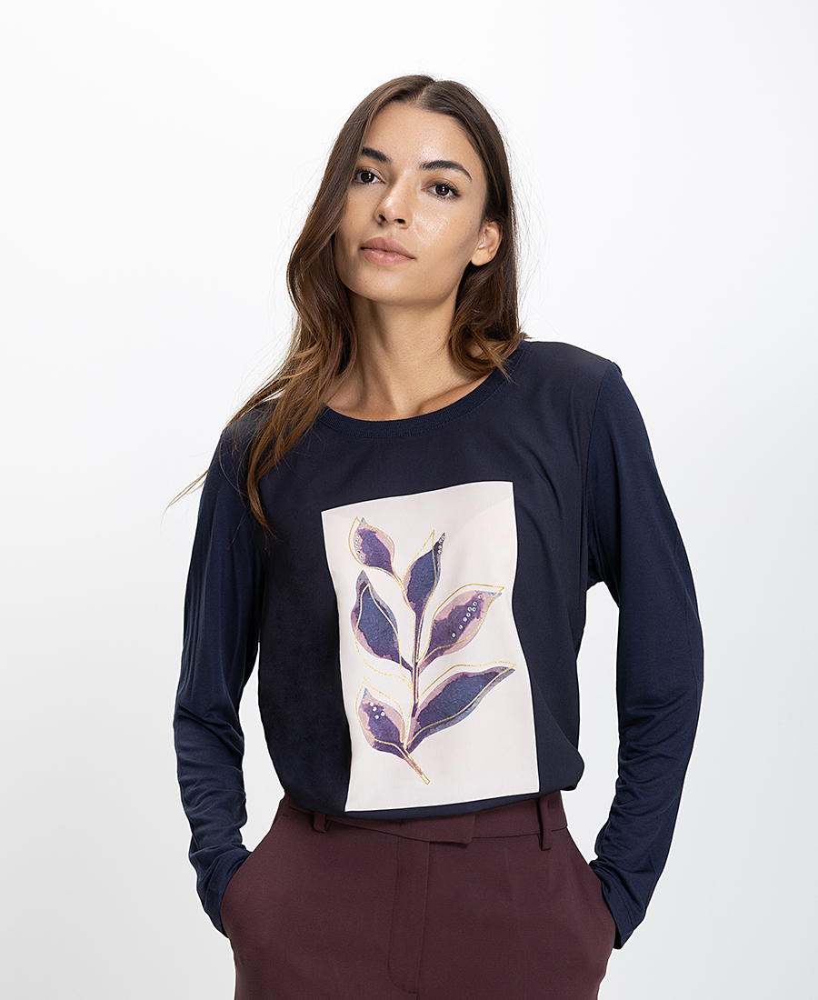 Luisa Viola Γυναικεία Μπλούζα Regular Fit Με Μακρύ Μανίκι Και Print