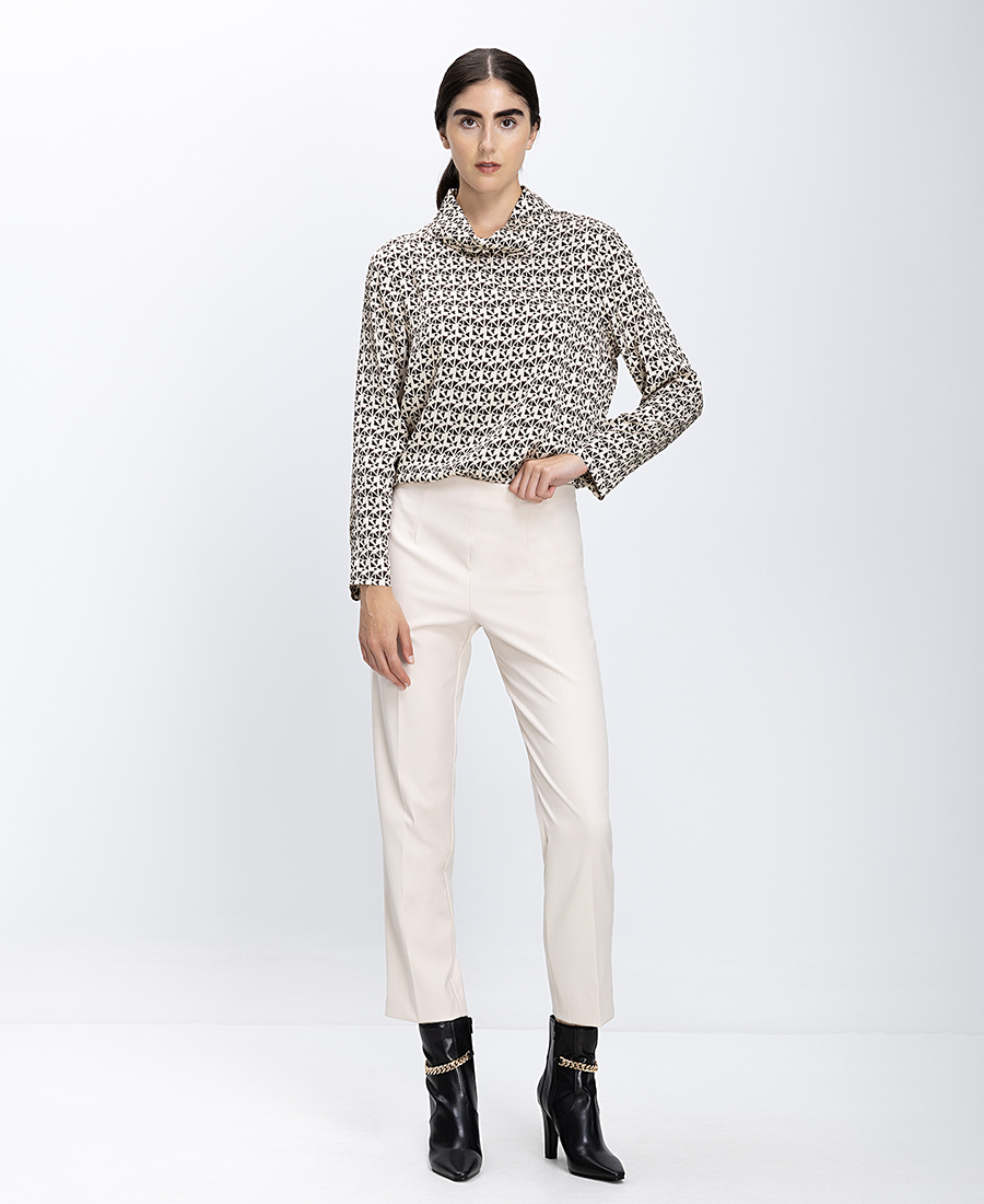 Γυναικείο Τοπ Regular Fit Βισκόζη Με Χαλαρό Draped Γιακά