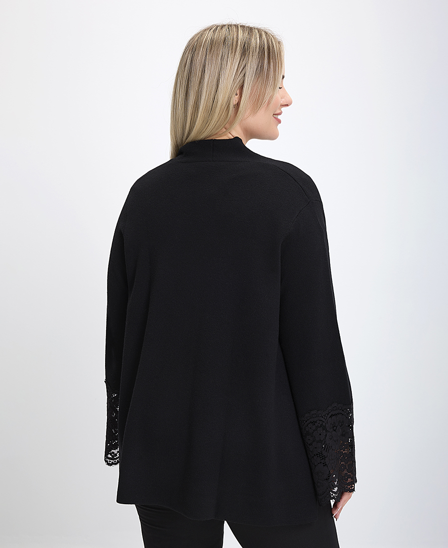 Luisa Viola Γυναικεία Ζακέτα με Δαντέλα σε Μαύρο φωτογραφία