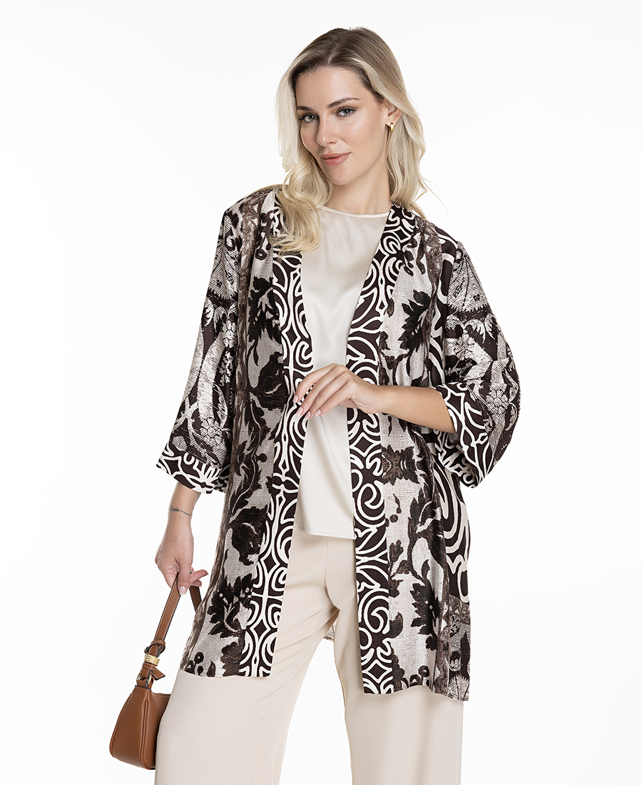 Luisa Viola Γυναικείο Σακάκι Kimono Με Εμπριμέ Σχέδιο