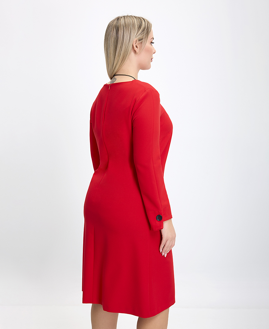 Γυναικείο Φόρεμα Midi σε Γραμμή Α σε Κόκκινο φωτογραφία