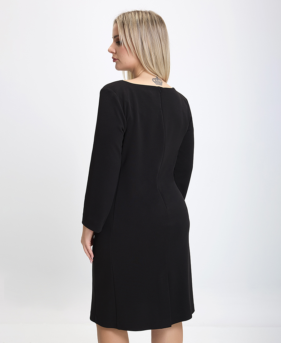 Γυναικείο Φόρεμα Midi με Διακοσμητικές Πέτρες Slim Fit σε Μαύρο φωτογραφία