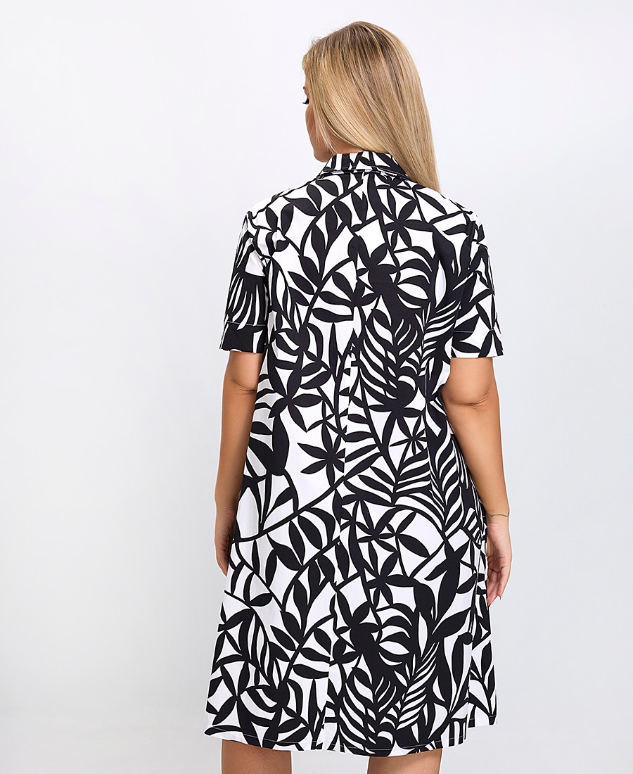 Γυναικείο Σεμιζιέ Comfort Fit Βαμβακερό με Ελαστικότητα και Φλοράλ Σχέδιο Μαύρο/Λευκό φωτογραφία