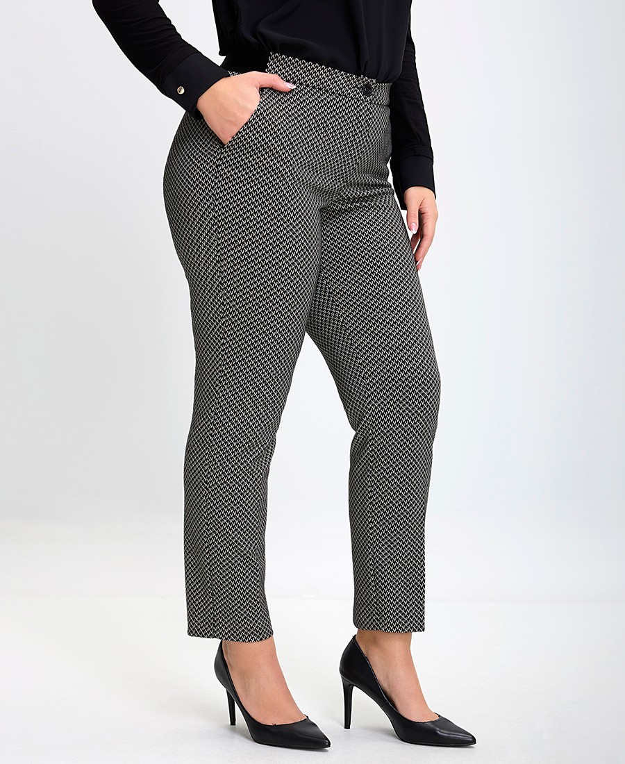 Donna Vita Γυναικείο Παντελόνι All Over Print με Ελαστική Μέση Straight Fit σε Εμπριμέ Μαύρο