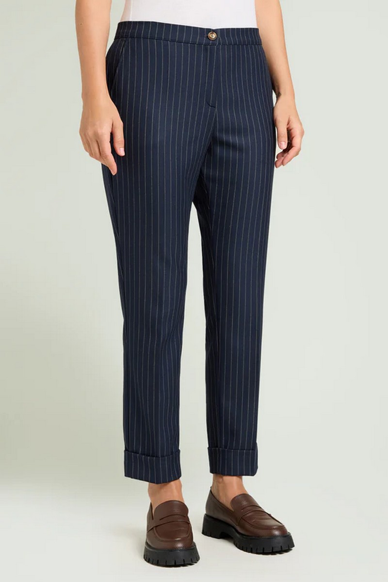 Luisa Viola Luisa Viola Γυναικείο Παντελόνι Chinos Ριγέ Straight Fit