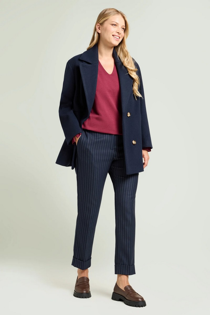 Luisa Viola Γυναικείο Παντελόνι Chinos Ριγέ Straight Fit φωτογραφία