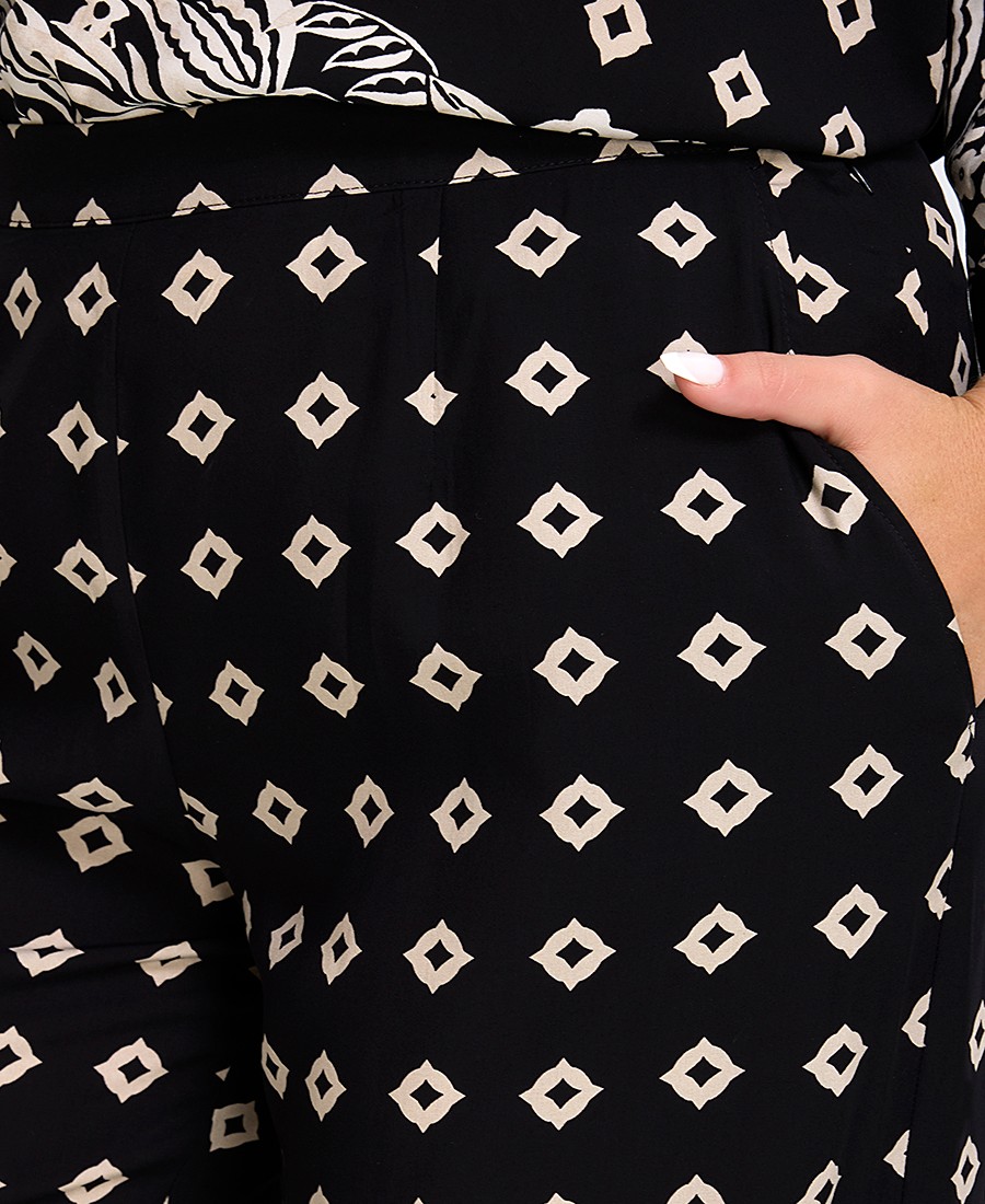 Luisa Viola Γυναικείο Παντελόνι με Σχέδιο Ρόμβων Wide Leg σε Μαύρο φωτογραφία