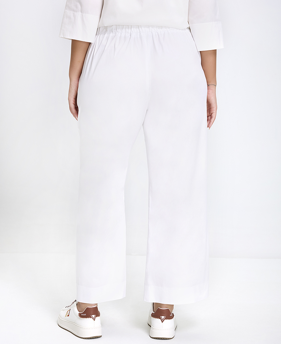Luisa Viola Γυναικείο Παντελόνι Regular Fit Βαμβακερό Με Ελαστικότητα Λευκό φωτογραφία