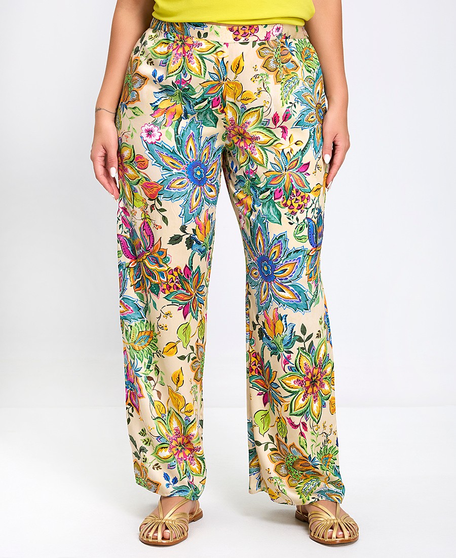 Luisa Viola Luisa Viola Γυναικείο Παντελόνι Regular Fit Mε Φλοράλ Σχέδιο Μπεζ