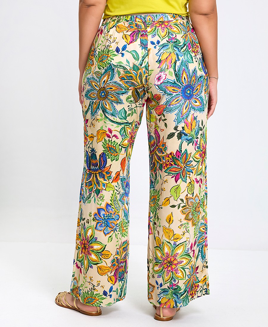 Luisa Viola Γυναικείο Παντελόνι Regular Fit Mε Φλοράλ Σχέδιο Μπεζ φωτογραφία