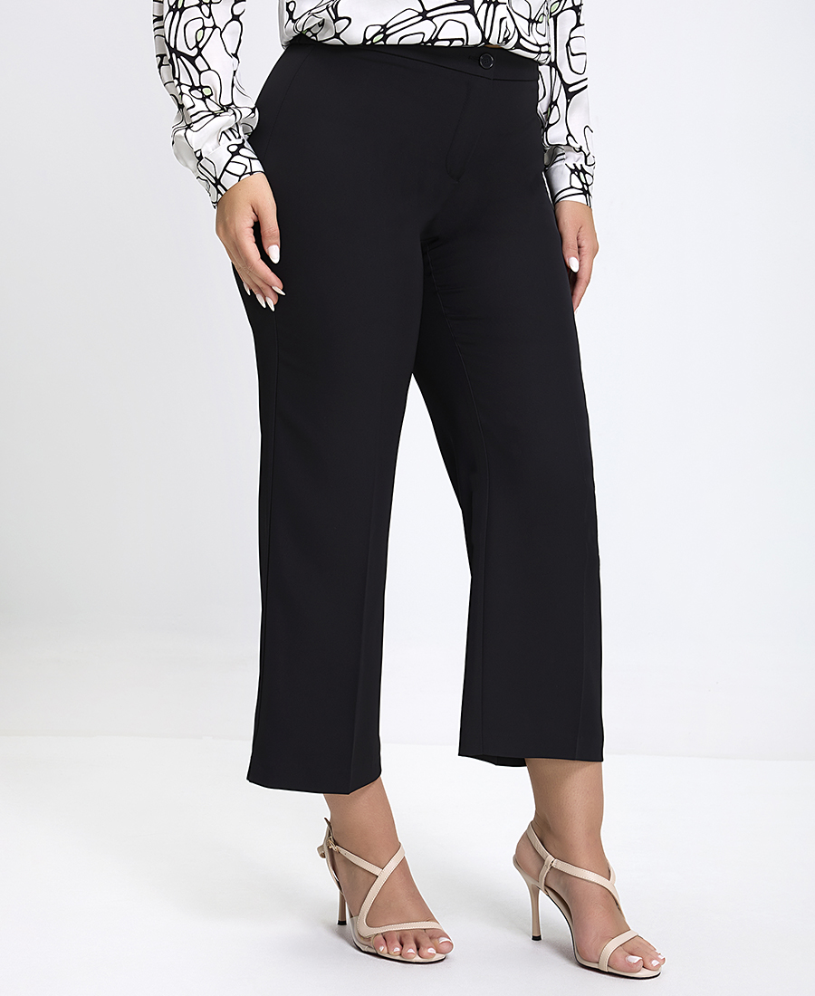 Donna Vita Γυναικείο Παντελόνι Cropped με Κουμπί Regular Fit σε Μαύρο
